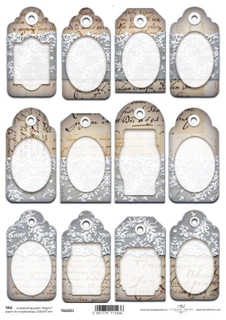 Papier do scrapbookingu A4 ITD TAG021