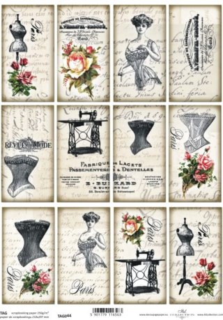 Papier do scrapbookingu A4 ITD TAG044