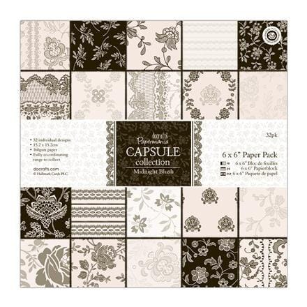 ZESTAW PAPIERÓW 15,2 X 15,2 CM - PAPERMANIA - CAPSULE MIDNIGHT BLUSH (32 KARTKI)