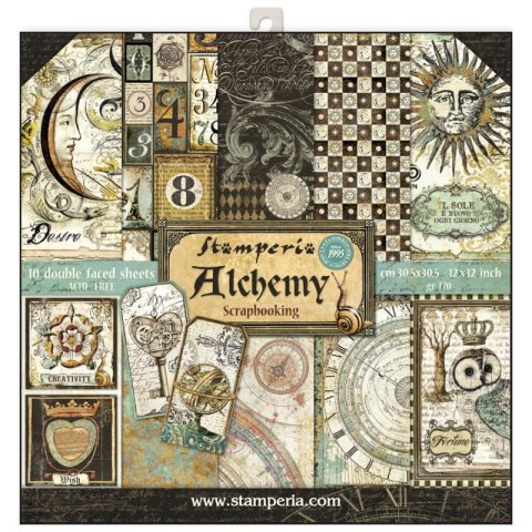 Zestaw 10 szt, papierów do scrapbookingu 30x30cm Alchemy SBBL34