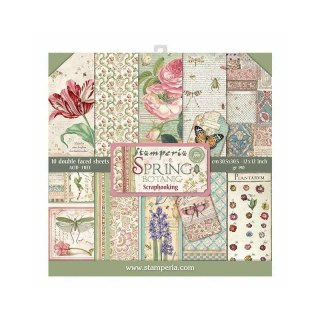 Zestaw 10 szt, papierów do scrapbookingu 30x30cm Stamperia SPRING BOTANIC SBBL50