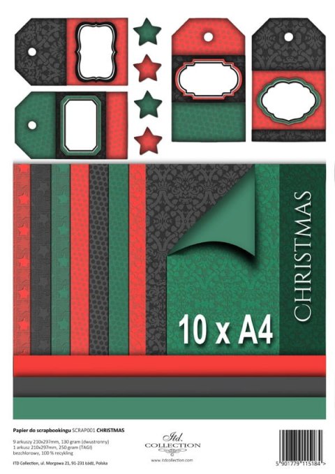 Zestaw 9 papierów do scrapbookingu A4 ITD SC001