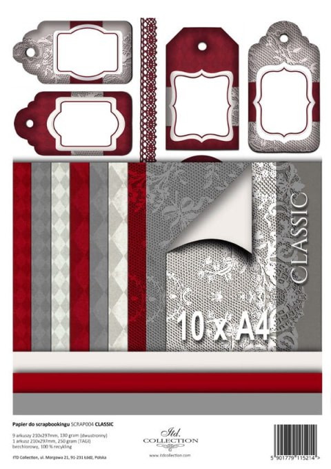 Zestaw 9 papierów do scrapbookingu A4 ITD SC004