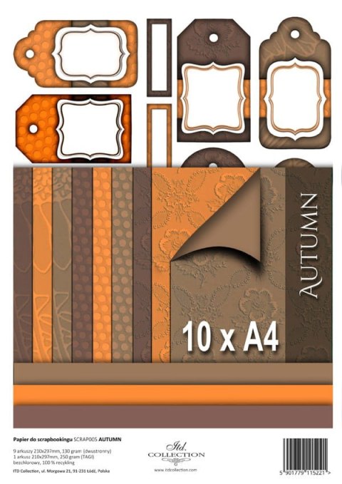 Zestaw 9 papierów do scrapbookingu A4 ITD SC005