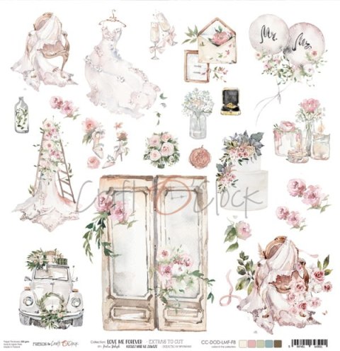 Craft o Clock papier 30,5x30,5cm LOVE ME FOREVER - arkusz dodatków do wycięcia [CC-LMF-F8]