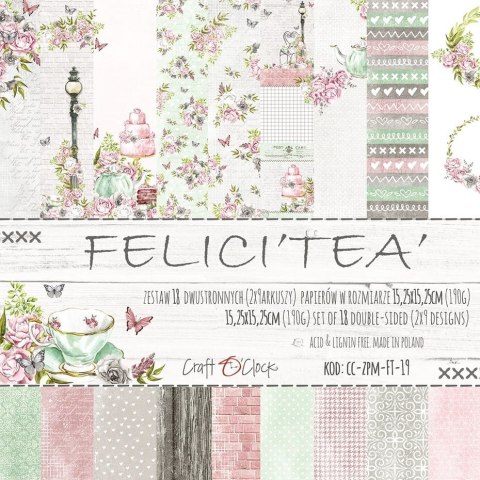 FELICI TEA - zestaw papierów 15,25x15,25cm [ CC-ZPM-FT-19]