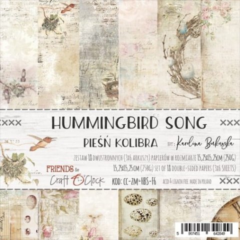 HUMMINGBIRD SONG - zestaw papierów 15,25x15,25cm [CC-ZM-HBS-F06]
