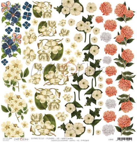 KWIATKI - VIII - arkusz dodatków do wycięcia 30,5x30,5cm [CC-KW-08]