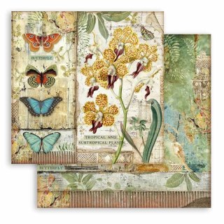 Papier do scrapbookingu 30x30cm Stamperia AMAZONIA ORCHIDEA I MOTYLE SBB766