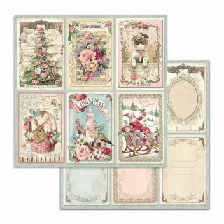 Papier do scrapbookingu 30x30cm Stamperia CHRISTMAS 6 KART PINK SBB702