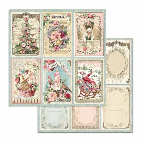 Papier do scrapbookingu 30x30cm Stamperia CHRISTMAS 6 KART PINK SBB702