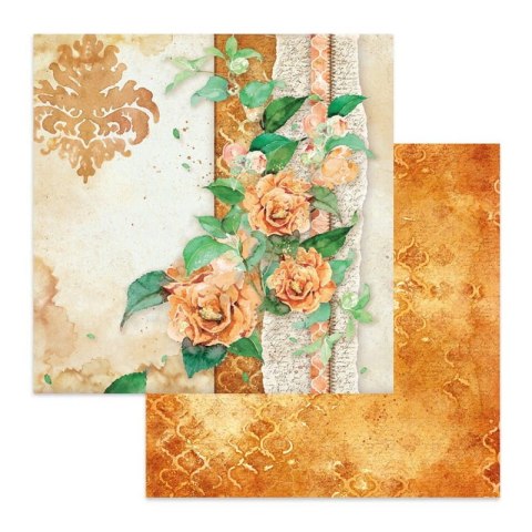 Papier do scrapbookingu 30x30cm Stamperia FLOWERS - KWIATY OCHRA SBB645