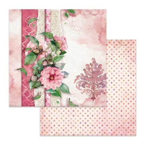 Papier do scrapbookingu 30x30cm Stamperia FLOWERS - RÓŻOWE KWIATY SBB644