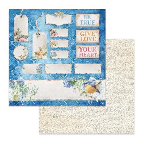 Papier do scrapbookingu 30x30cm Stamperia FLOWERS - ZAWIESZKI, TAGI, BILET SBB647