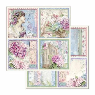 Papier do scrapbookingu 30x30cm Stamperia HORTENSJA 4 KARTY sbb697