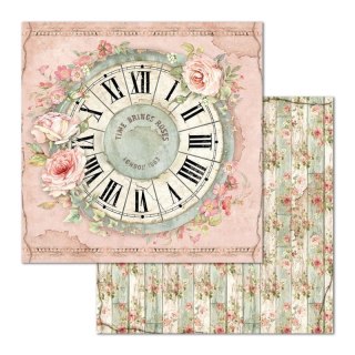 Papier do scrapbookingu 30x30cm Stamperia HOUSE OF ROSES - ZEGAR