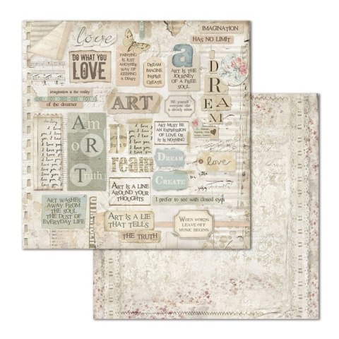 Papier do scrapbookingu 30x30cm Stamperia IMAGINE - NAPISY