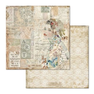Papier do scrapbookingu 30x30cm Stamperia IMAGINE - TWARZ ART SBB670