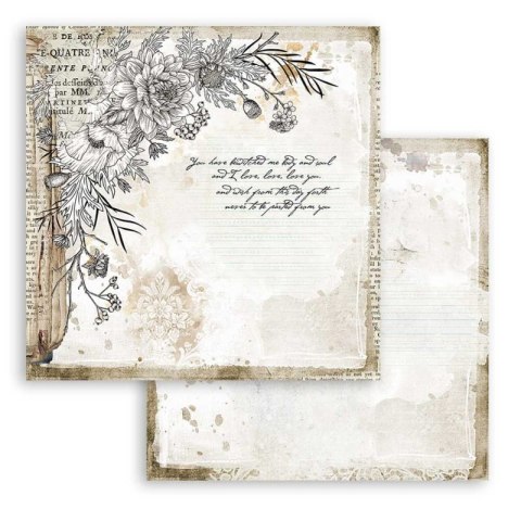 Papier do scrapbookingu 30x30cm Stamperia JOURNAL KARTA Z KWIATAMI SBB781