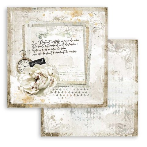 Papier do scrapbookingu 30x30cm Stamperia JOURNAL LIST Z RÓŻĄ SBB783