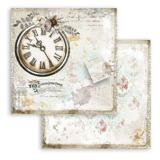 Papier do scrapbookingu 30x30cm Stamperia JOURNAL ROMANTYCZNY ZEGAR SBB782