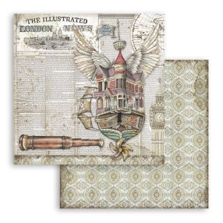 Papier do scrapbookingu 30x30cm Stamperia LADY VAGABOND LATAJĄCY OKRĘT SBB757