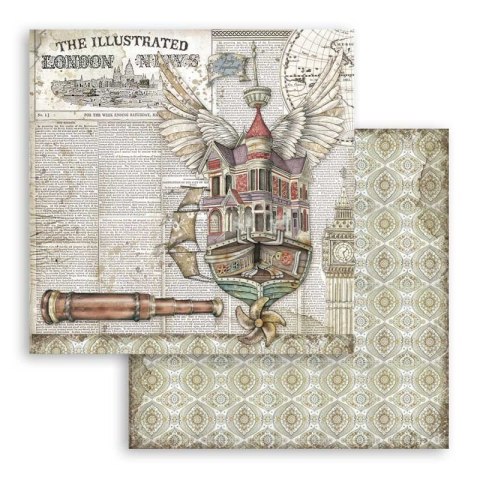 Papier do scrapbookingu 30x30cm Stamperia LADY VAGABOND LATAJĄCY OKRĘT SBB757