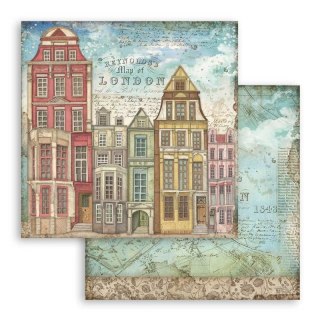 Papier do scrapbookingu 30x30cm Stamperia LADY VAGABOND LONDYŃSKIE DOMY SBB761