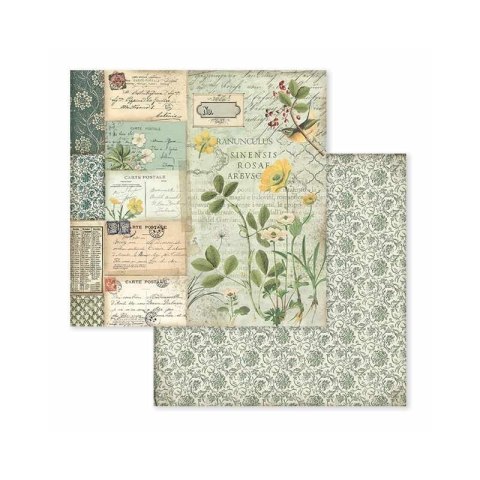 Papier do scrapbookingu 30x30cm Stamperia SBB585 BOTANIC-FIOŁEK ALPEJSKI