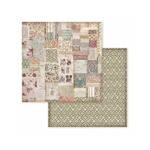 Papier do scrapbookingu 30x30cm Stamperia SBB588 BOTANIC - PATCHWORK