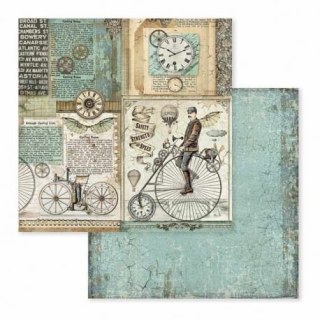 Papier do scrapbookingu 30x30cm Stamperia SBB602 VOYAGES - RETRO BICYKL