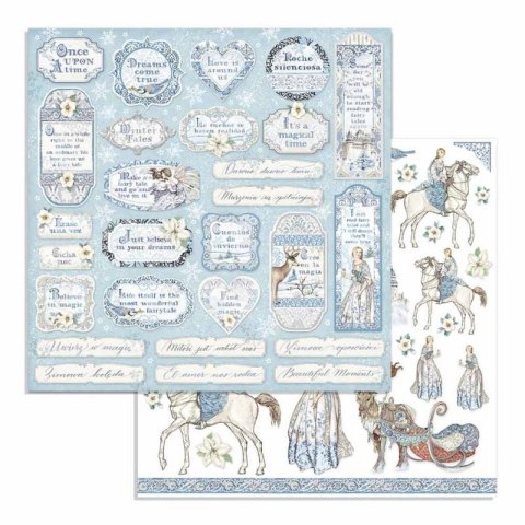 Papier do scrapbookingu 30x30cm Stamperia WINTER TALES RAMKI POSTACIE SBB717