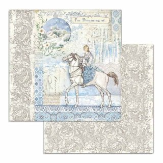 Papier do scrapbookingu 30x30cm Stamperia WINTER TALES WRÓŻKA NA KONIU SBB719