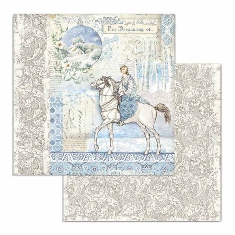 Papier do scrapbookingu 30x30cm Stamperia WINTER TALES WRÓŻKA NA KONIU SBB719