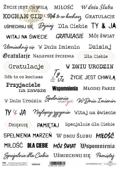 Papier do scrapbookingu A4 ITD TAG0154
