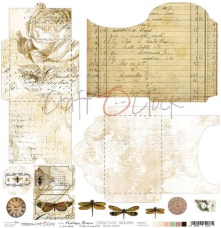 VINTAGE BISOU - arkusz z KOPERTAMI do wycięcia 30,5x30,5cm [CC-DOD-KOP-VB-F3]