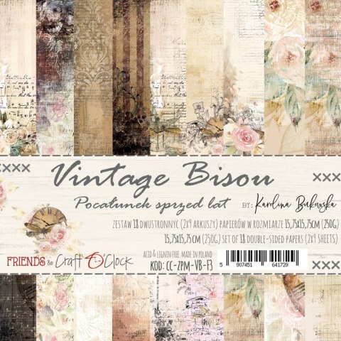 VINTAGE BISOU - zestaw papierów 15,25x15,25cm [CC-ZPM-VB-F3]