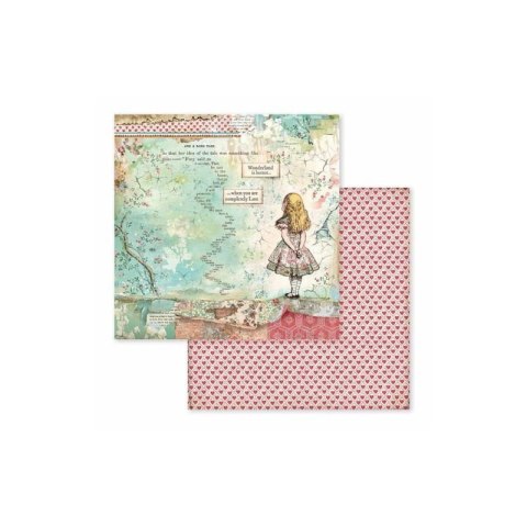 Zestaw 10 szt, papierów do scrapbookingu 20,3x20,3cm Stamperia ALICE SBBS01