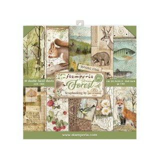 Zestaw 10 szt, papierów do scrapbookingu 20,3x20,3cm Stamperia FOREST SBBS06