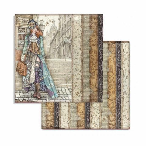 Zestaw 10 szt, papierów do scrapbookingu 20,3x20,3cm Stamperia LADY VAGABON SBBS27