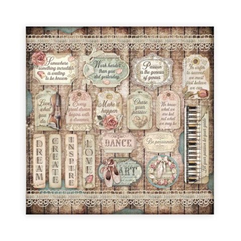 Zestaw 10 szt, papierów do scrapbookingu 20,3x20,3cm Stamperia PASSION SBBS29