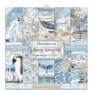 Zestaw 10 szt, papierów do scrapbookingu 30x30cm Stamperia ARCTIC ANTARCTIC SBBL77