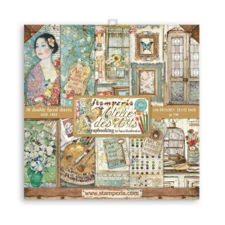 Zestaw 10 szt, papierów do scrapbookingu 30x30cm Stamperia ATELIER DES ARTS SBBL85