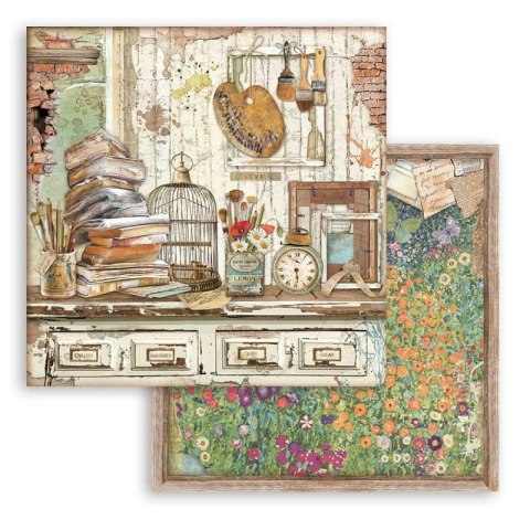 Zestaw 10 szt, papierów do scrapbookingu 30x30cm Stamperia ATELIER DES ARTS SBBL85