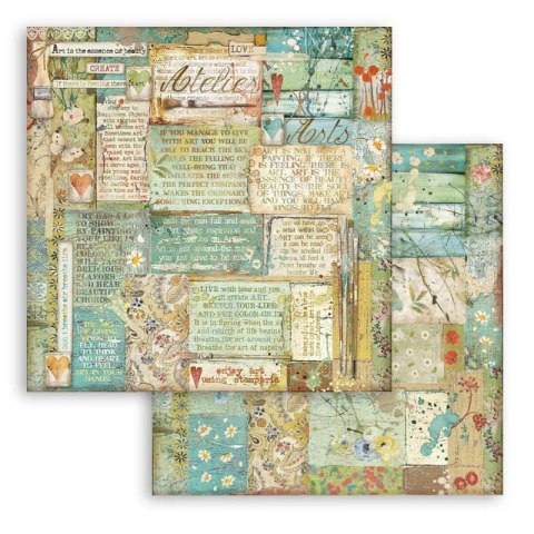 Zestaw 10 szt, papierów do scrapbookingu 30x30cm Stamperia ATELIER DES ARTS SBBL85