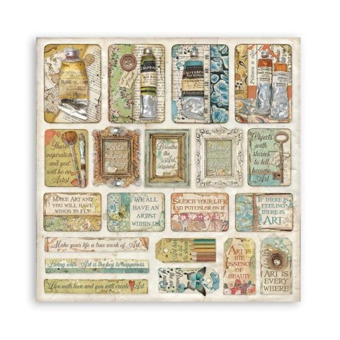 Zestaw 10 szt, papierów do scrapbookingu 30x30cm Stamperia ATELIER DES ARTS SBBL85