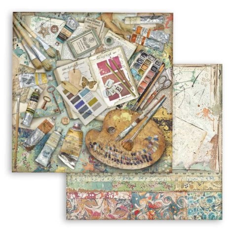 Zestaw 10 szt, papierów do scrapbookingu 30x30cm Stamperia ATELIER DES ARTS SBBL85