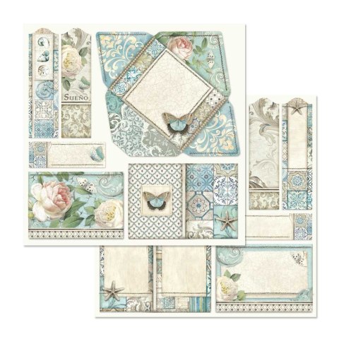 Zestaw 10 szt, papierów do scrapbookingu 30x30cm Stamperia Azulejos SBBL55