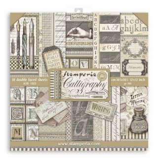 Zestaw 10 szt, papierów do scrapbookingu 30x30cm Stamperia CALIGRAPHY SBBL79