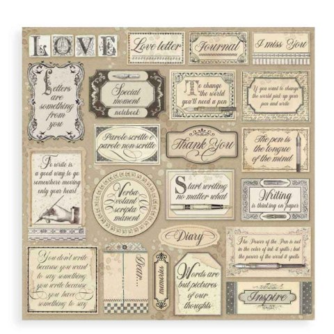 Zestaw 10 szt, papierów do scrapbookingu 30x30cm Stamperia CALIGRAPHY SBBL79